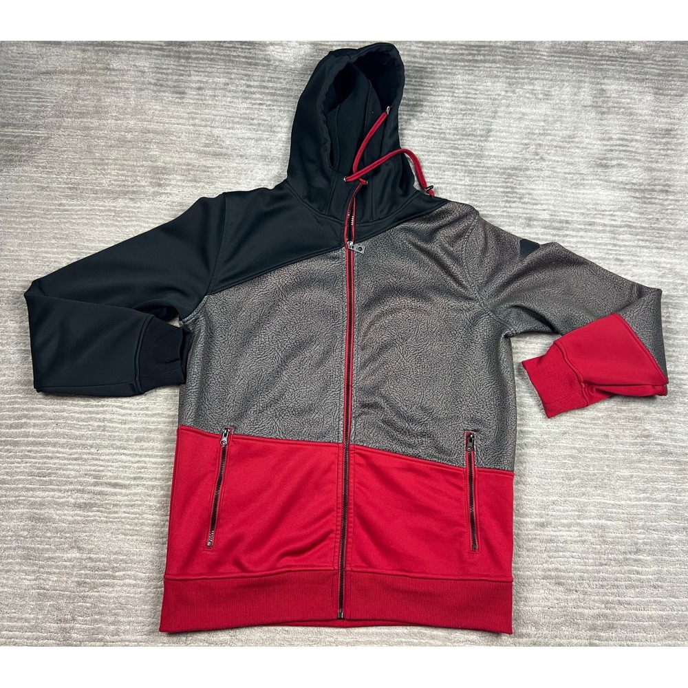 Empyre Hoodie Men Large Red Black Grey Elephant Print Full Zip Streetwear Jacket